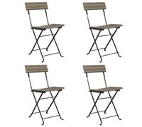 Berkfield Home Folding Bistro Chairs 4 pcs Grey Poly Rattan & Steel Berkfield Home Grey