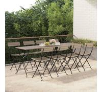 Berkfield Home Folding Bistro Chairs 8 pcs Grey Poly Rattan & Steel Berkfield Home Grey