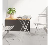 Berkfield Home Folding Bistro Table Beige √ò50x71 cm Powder-coated Steel | Size: 50x71 cm Berkfield Home Beige 50x71 cm