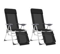 Berkfield Home Folding Camping Chairs with Footrests 2 pcs Black Textilene Berkfield Home Black