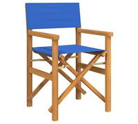 Berkfield Home Folding Director's Chair Blue Solid Wood Teak Berkfield Home Blue