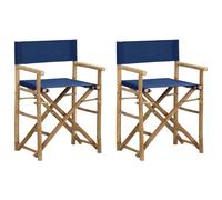Berkfield Home Folding Director's Chairs 2 pcs Blue Bamboo & Fabric Berkfield Home Blue