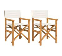 Berkfield Home Folding Director's Chairs 2 pcs Cream Solid Wood Teak Berkfield Home Cream