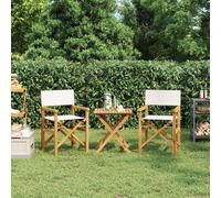 Berkfield Home Folding Director's Chairs 2 pcs Cream Solid Wood Teak Berkfield Home Cream