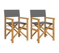 Berkfield Home Folding Director's Chairs 2 pcs Grey Solid Wood Teak Berkfield Home Grey