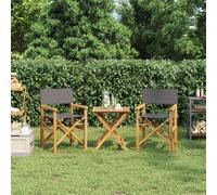 Berkfield Home Folding Director's Chairs 2 pcs Grey Solid Wood Teak Berkfield Home Grey