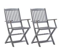 Berkfield Home Folding Outdoor Chairs 2 pcs Solid Acacia Wood in Grey Berkfield Home Grey