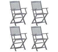 Berkfield Home Folding Outdoor Chairs 4 pcs Solid Acacia Wood in Grey Berkfield Home Grey
