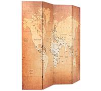 Berkfield Home Folding Room Divider 160x170 cm World Map Yellow in Light Tan Berkfield Home Light Tan 160x170 cm