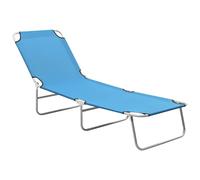 Berkfield Home Folding Sun Lounger Steel & Fabric Turquoise Blue Berkfield Home Blue