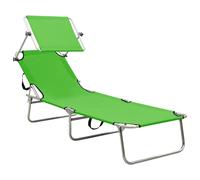 Berkfield Home Folding Sun Lounger with Canopy Green Aluminium Berkfield Home Green