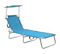 Berkfield Home Folding Sun Lounger with Canopy Steel Turquoise & Blue in Black Berkfield Home Black
