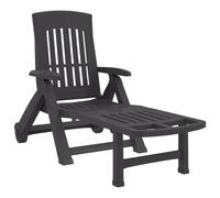 Berkfield Home Folding Sun Lounger with Wheels Anthracite PP in Charcoal Berkfield Home Charcoal