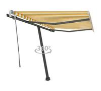 Berkfield Home Freestanding Manual Retractable Awning 350x250 cm Yellow/White in Yellow Berkfield Home Yellow 350x250 cm