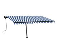 Berkfield Home Freestanding Manual Retractable Awning 400x350 cm Blue/White in Blue Berkfield Home Blue 400x350 cm