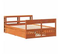 Berkfield Home Full Bed Frame Frame Wax Brown 120x190 cm Small Double Solid Wood Pine Berkfield Home Brown Small Double