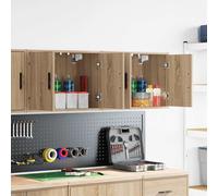 Berkfield Home Garage Wall Cabinets 2 pcs Sonoma Oak Engineered Wood in Brown Berkfield Home Brown