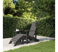Berkfield Home Garden Adirondack Chair with Footstool HDPE Anthracite in Black Berkfield Home Black