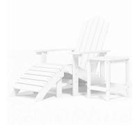 Berkfield Home Garden Adirondack Chair with Footstool & Table HDPE White Berkfield Home White