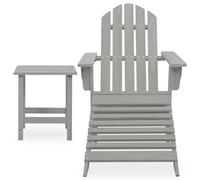 Berkfield Home Garden Adirondack Chair with Ottoman&Table Solid Fir Wood Grey Berkfield Home Grey