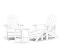 Berkfield Home Garden Adirondack Chairs with Footstool & Table HDPE White Berkfield Home White