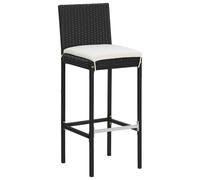 Berkfield Home Garden Bar Stools with Cushions 4 pcs Black Poly Rattan Berkfield Home Black