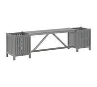 Berkfield Home Garden Bench with 2 Planters 150cm Solid Acacia Wood Grey Berkfield Home Grey