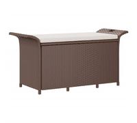 Berkfield Home Garden Bench with Cushion Brown 116x46x57 cm Poly Rattan | Size: 116 x 46 x 57 cm Berkfield Home Brown 116 x 46 x 57 cm