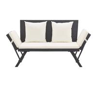 Berkfield Home Garden Bench with Cushions Black 176 cm Poly Rattan Berkfield Home Black