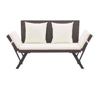 Berkfield Home Garden Bench with Cushions Brown 176 cm Poly Rattan Berkfield Home Brown