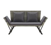 Berkfield Home Garden Bench with Cushions Grey 176 cm Poly Rattan Berkfield Home Grey