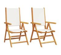 Berkfield Home Garden Chairs 2 pcs Cream White Solid Wood Acacia & Fabric Berkfield Home White