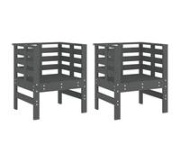 Berkfield Home Garden Chairs 2 pcs Grey 61.5x53x71 cm Solid Wood Pine Berkfield Home Grey 61.5x53x71 cm