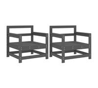 Berkfield Home Garden Chairs 2 pcs Grey Solid Wood Pine Berkfield Home Grey