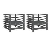 Berkfield Home Garden Chairs 2 pcs Grey Solid Wood Pine Berkfield Home Grey