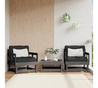 Berkfield Home Garden Chairs with Cushions 2 pcs Grey Solid Wood Pine Berkfield Home Grey