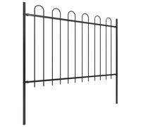 Berkfield Home Garden Fence with Hoop Top Steel 5.1x1.2 m Black Berkfield Home Black