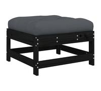 Berkfield Home Garden Footstool with Cushion Black Solid Wood Pine Berkfield Home Black