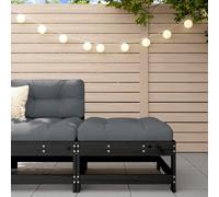 Berkfield Home Garden Footstool with Cushion Black Solid Wood Pine Berkfield Home Black