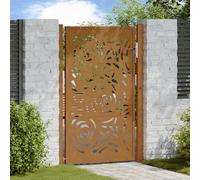 Berkfield Home Garden Gate 105x155 cm Weathering Steel Flame Design in Brown Berkfield Home Brown 105x155 cm
