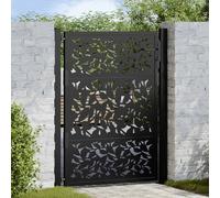 Berkfield Home Garden Gate Black 105x130 cm Steel Leaf Design Berkfield Home Black 105x130 cm