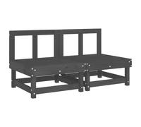 Berkfield Home Garden Middle Sofas 2 pcs Grey Solid Wood Pine Berkfield Home Grey