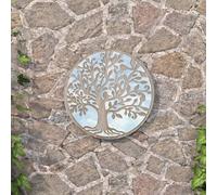 Berkfield Home Garden Mirror Sand 60x2.5 cm Iron Round for Outdoor Use in Beige Berkfield Home Beige 60x2.5 cm
