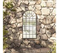 Berkfield Home Garden Mirror Sand 90x45 cm Iron for Outdoor Use in Beige Berkfield Home Beige 90x45 cm