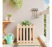 Berkfield Home Garden Planter with Fence Design 60x60x60 cm Solid Wood Pine in Brown | Size: 60 x 60 x 60 cm Berkfield Home Brown 60 x 60 x 60 cm