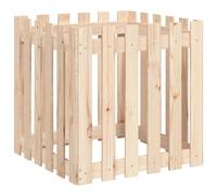 Berkfield Home Garden Planter with Fence Design 60x60x60 cm Solid Wood Pine in Light Tan | Size: 60 x 60 x 60 cm Berkfield Home Light Tan 60 x 60 x 60 cm