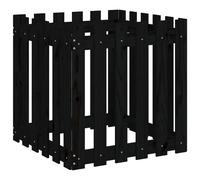 Berkfield Home Garden Planter with Fence Design Black 60x60x60 cm Solid Wood Pine | Size: 60 x 60 x 60 cm Berkfield Home Black 60 x 60 x 60 cm