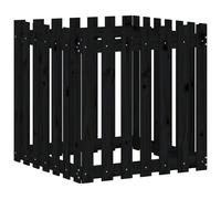Berkfield Home Garden Planter with Fence Design Black 70x70x70 cm Solid Wood Pine | Size: 70 x 70 x 70 cm Berkfield Home Black 70 x 70 x 70 cm