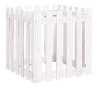 Berkfield Home Garden Planter with Fence Design White 60x60x60 cm Solid Wood Pine | Size: 60 x 60 x 60 cm Berkfield Home White 60 x 60 x 60 cm