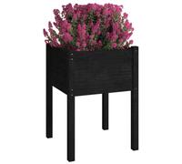 Berkfield Home Garden Planters 2 pcs Black 50x50x70 cm Solid Pinewood | Size: 50 x 50 x 70 cm Berkfield Home Black 50 x 50 x 70 cm